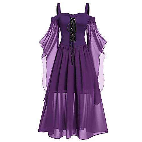 Gothic Kleid Damen Halloween Lang Karnevalskostüme Mittelalter Renaissance Kleid Vintage Keltische Kleider für Damen Mittelalter Gothic Keltisch Kleid Renaissance Prinzessin von Keerlonno
