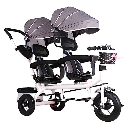 Tricycle for Toddlers Age 2-5 with Removable Push Handle and Rotatable Seat, Folding Canopy and Storage - Very Good Gift for Twins (Color : Grey) von KeewEn