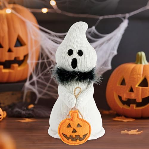 Halloween Deko Geist Plüsch,2 Stück Halloween Plüsch Geister mit BOO,27cm Lustiges Plüschtier Ornament Geist Figuren Gespenst Plüschtier Hält Kürbis Boo Tablett Dekor Geschenke für Kinder (03) von Keho Keho Kehongdun