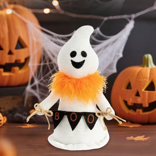 Halloween Deko Geist Plüsch,2 Stück Halloween Plüsch Geister mit BOO,27cm Lustiges Plüschtier Ornament Geist Figuren Gespenst Plüschtier Hält Kürbis Boo Tablett Dekor Geschenke für Kinder (02) von Keho Keho Kehongdun