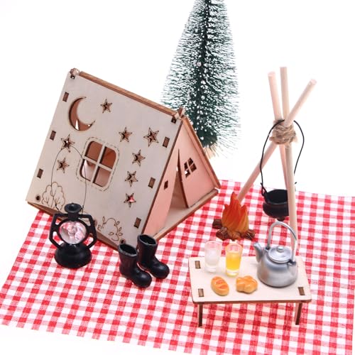 Kehongdun Wichtel Zubehör Weihnachten LED Puppenhaus Zubehör Wichtel Set Wichtelzubehör Lagerfeuer Miniatur Zubehör für Weihnachtsspielhaus (A) von Keho Keho Kehongdun