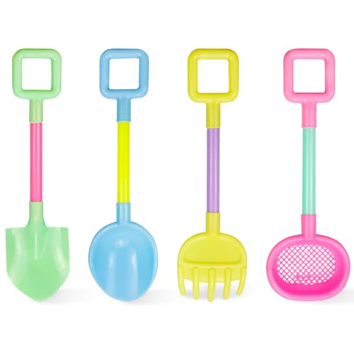 Kinder Strand Sand Schaufeln,ABS Strand Garten Werkzeug Set für Kinder Kleinkinder,Strandschaufeln Sandkasten Gartenspielzeug Spielstabil Sandspielzeug für Sand Hinterhof Sommer Strand Sandbox (4PCS) von Keho Keho Kehongdun