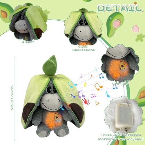 Kuscheltier mit Atembewegung,Musik und Warmes Licht,Beruhigendes Schlaf Esel Kuscheltier Stressabbau Stofftier für Schlafende Kinder,Baby Erstausstattung,Babyparty und Neugeborenen Geschenk (01) von Keho Keho Kehongdun