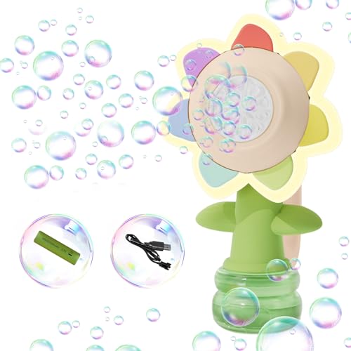 Seifenblasenmaschine,Sonnenblumenblasenmaschine für Kinder mit 130ml Seifenblasen Flüssigkeit,Regenbogen Seifenblas Spielzeug mit Licht und Tanzfunktion,Kinderspielzeug für Kinder ab 3 Jahren (02) von Keho Keho Kehongdun
