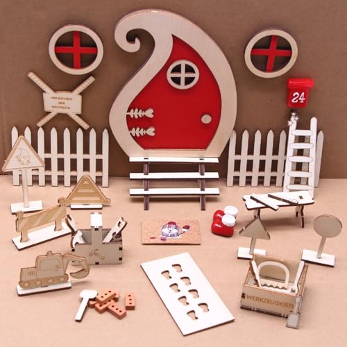 Weihnachten Deko Miniatur Puppenhaus,20 Stück Wichteltür Zubehör Weihnachten Set mit Wichtel Tür,Schuhe und Andere Zubehör,1:12 Mini Werkzeug Weihnachten Wichtelzubehör für Wichteltür Puppenhaus (02) von Keho Keho Kehongdun