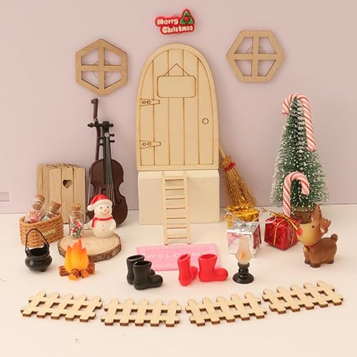 Weihnachten Miniatur Puppenhaus,36 Stück Wichteltür Zubehör Weihnachten Set mit Schneeflocke Tür Weihnachtsbaum und Andere Zubehör,Werkzeug Weihnachtens Wichtelzubehör für Wichteltür Puppenhaus (05) von Keho Keho Kehongdun