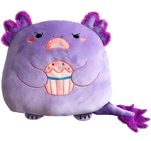 Axolotl Plüschtier Kissen, Süßes Axolotl Kuscheltier Stofftier Weiches Schlammtier Plüschkissen Geschenk für Kinder Mädchen 3+ Jahre(Torte,Violett) von Kekeso