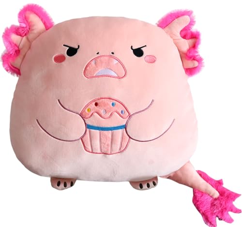 Axolotl Plüschtier Kissen, Süßes Axolotl Kuscheltier Stofftier Weiches Schlammtier Plüschkissen Geschenk für Kinder Mädchen 3+ Jahre(Torte,Rosa) von Kekeso