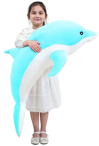 Kekeso Delfin Plüschtiere Schöne Gefüllte Weiche Tier Umarmungskissen Delphin Puppen für Kinder(100cm/39.37inch, Blau) von Kekeso