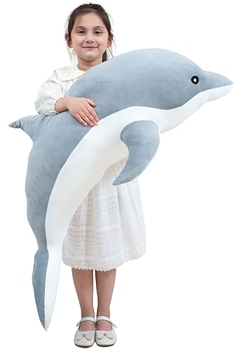 Delfin Plüschtiere Schöne Gefüllte Weiche Tier Umarmungskissen Delphin Puppen für Kinder (100cm/39.37inch, Gray) von Kekeso