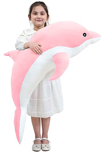 Delfin Plüschtiere Schöne Gefüllte Weiche Tier Umarmungskissen Delphin Puppen für Kinder (100cm/39.37inch, Pink) von Kekeso
