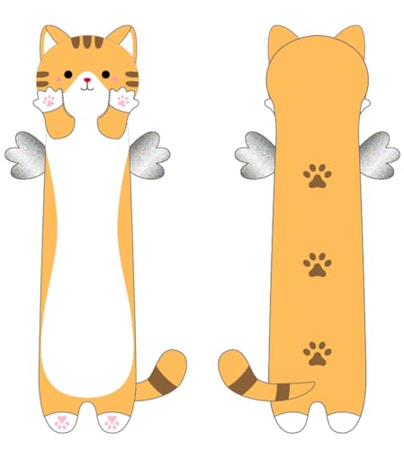 Katze Kuscheltier Süßes Langes Katze Stofftier mit Flügeln Kawaii Katzen Plüschtier Geschenk für Kinder zu Weihnachten, Valentinstag & Geburtstag (Gelb, 60cm/23.62in) von Kekeso