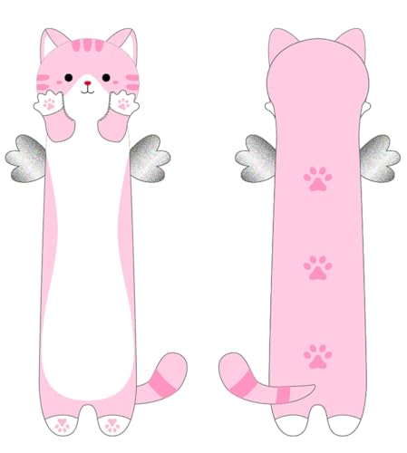 Katze Kuscheltier Süßes Langes Katze Stofftier mit Flügeln Kawaii Katzen Plüschtier Geschenk für Kinder zu Weihnachten, Valentinstag & Geburtstag (Rosa, 60cm/23.62in) von Kekeso