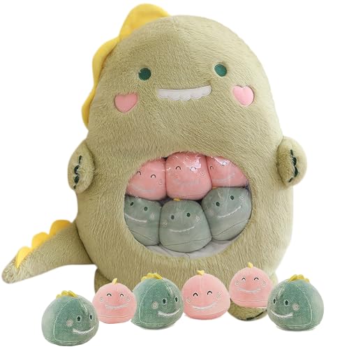 Kekeso Dinosaurier Stofftier Plüschtier, Niedliches Dinosaurier Wurfkissen mit 6 Dino Plüsch Puppe Kreative Geschenke für Kinder Plush Doll (Dinosaur) von Kekeso