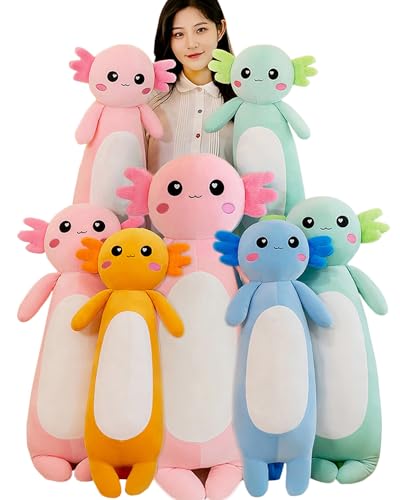 Kekeso Langes Axolotl Plüschtier,Kawaii Axolotl Kuscheltier Stofftier Rosa Axolotl Plüsch-Kissen Salamander Plüschtier Geschenk für Weihnachten(Orange, 80cm/31.49inch) von Kekeso
