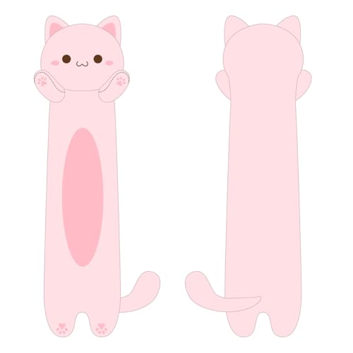 Lange Katze Kuscheltier - Weiches Katzenkissen Stofftier für Kinder & Erwachsene, Süße Kawaii Katzen Plüschtier körperkissen (Rosa, Runde Augen, 60cm/23.62inch) von Kekeso