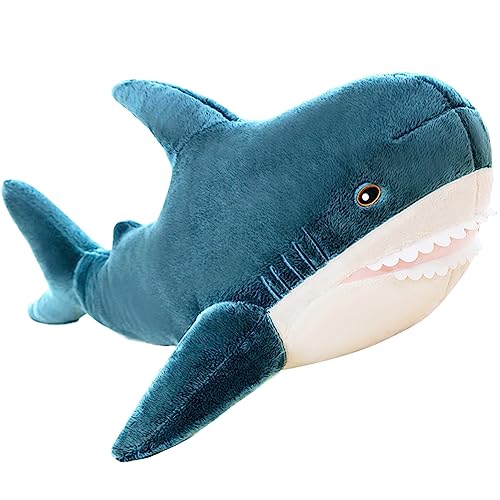 Riesenhai Plüsch Kissen Stofftier Gefüllte Blauhai Tier Kissen Bequemes Schlafkissen Rückenkissen Puppe Geschenk für Kinder (Blue, 80cm/31.49inch) von Kekeso