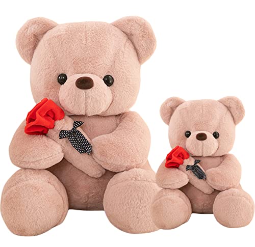 Teddybär Plüschtiere, Niedlicher Teddybär Plüschtier mit Rose, Valentinstag Plüschtiere Bär weiche Geschenke für Freundin, Kinder Freund Ehefrau (Pink, (25+35) cm=（9.84+13.77) inch von Kekeso