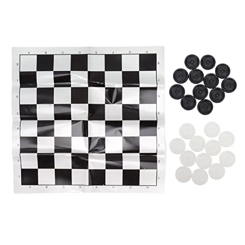 Dame-Set, stapelbar, schwarz-weiße Kunststoffteile, Dame-Brettspiel mit transparenter Box, leichtes und tragbares Brettspiel für Kinder ab 3 Jahren von Kelepu