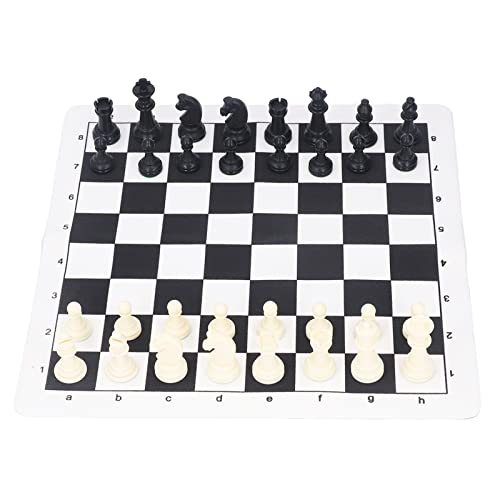 Internationales Schach, tragbares internationales Schachspiel, rutschfestes internationales Schachspiel mit Schachfiguren aus schwarz-weißem Kunststoff und Schachbrett aus von Kelepu