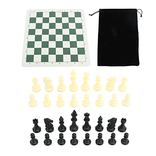 Schachspiel 1 Set Tragbares PS-Schachspiel mit Schachbrett aus PU-Kunstleder und Aufbewahrungstasche Rutschfestes -Schachfiguren-Schachbrettspielset für zu Hause von Kelepu