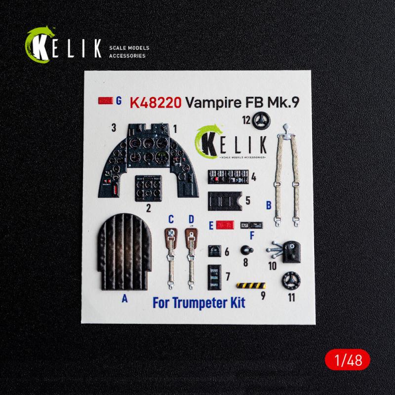 Vampire FB Mk.9 - Interior 3D decals [Trumpeter] von Kelik