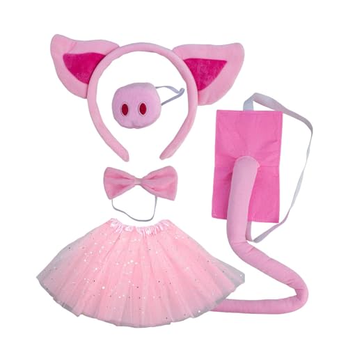 3/4/5 Kinder-Kostüm-Set mit Ohren, Stirnband, Nasenschwanz, Schleife, Tutus, Rock für Halloween, Cosplay, Verkleidungsparty 3/4/5 Kinder-Kostüm-Set mit Ohren, Stirnband, Nasenschwanz, Schleife, Tutus, Rock für Halloween, Cosplay, Verkleidungsparty von Kelisdi