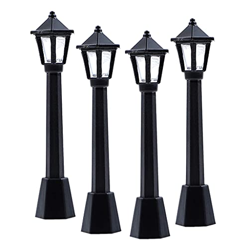 4 Stück Straßenlaternen, Lampe, Pfostenmodell, Lichter für Puppenhaus, Dekoration, Landschaftsdekoration, Feengarten, Zubehör, Dekorationen für Halloween-Dekorationen, Weg 4 Stück Straßenlaternen, Lampe, Pfostenmodell, Lichter für Puppenhaus, Dekoration, Landschaftsdekoration, Feengarten, Zubehör, Dekorationen für Halloween-Dekorationen, Weg von Kelisdi