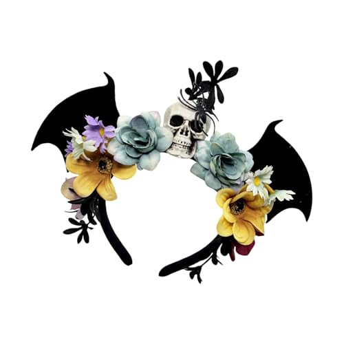Halloween-Party-Kopf-Accessoire, schwarz, Fledermaus-Schädel, Blumendesign, verstellbar, für Kostüme, Erwachsene, Kinder, Event, Party, Stirnbänder für Erwachsene und Kinder Halloween-Party-Kopf-Accessoire, schwarz, Fledermaus-Schädel, Blumendesign, verstellbar, für Kostüme, Erwachsene, Kinder, Event, Party, Stirnbänder für Erwachsene und Kinder von Kelisdi