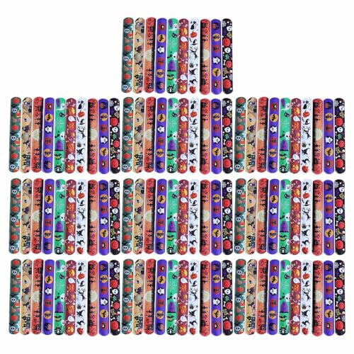 Kelisdi 100 Stück Halloween-Armbänder, Zubehör, verschiedene Stile, Halloween-Armbänder für Kinder, Party, Spaß und Dekoration, verschiedene Muster Kelisdi 100 Stück Halloween-Armbänder, Zubehör, verschiedene Stile, Halloween-Armbänder für Kinder, Party, Spaß und Dekoration, verschiedene Muster von Kelisdi