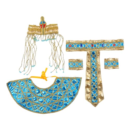 Kelisdi Ägyptisches Kostümzubehör, König Tuts, Hut, Kostüm, ägyptischer Pharao, Kopfschmuck, Armbänder, ägyptisches Halsband für Halloween Kelisdi Ägyptisches Kostümzubehör, König Tuts, Hut, Kostüm, ägyptischer Pharao, Kopfschmuck, Armbänder, ägyptisches Halsband für Halloween von Kelisdi
