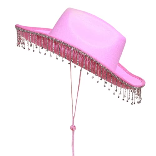 Kelisdi Fransen Strass Hut für Frauen Cosplay Kostüm Hut Junggesellinnenabschied Kopfbedeckung Hochzeit Party Zubehör Kelisdi Fransen Strass Hut für Frauen Cosplay Kostüm Hut Junggesellinnenabschied Kopfbedeckung Hochzeit Party Zubehör von Kelisdi