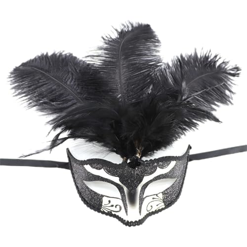 Kelisdi Gefiederte Cosplay-Maske, Maskerade-Dekoration für Damen und Herren, Halloween-Kostüm-Zubehör, gefiedertes Cosplay, Halloween, Partyzubehör von Kelisdi
