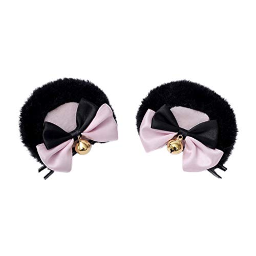 Kelisdi Handgefertigte runde Bärenohren-Haarspange, süße doppelte Schleife, Plüschtier-Haarnadeln, Anime-Cosplay-Haarspangen, Haarschmuck von Kelisdi