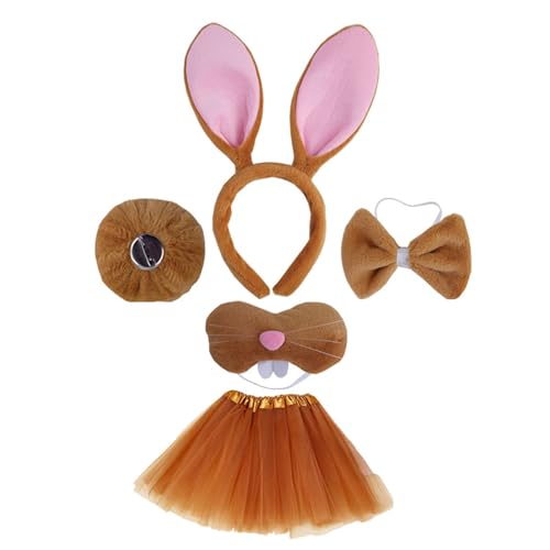 Kelisdi Hasen-Kostüm-Set, Ohren, Schwanz, Fliege, Handschuh, Tutus, Tier-Kostüm, Zubehör für Kinder, Halloween, Cosplays, Requisiten Kelisdi Hasen-Kostüm-Set, Ohren, Schwanz, Fliege, Handschuh, Tutus, Tier-Kostüm, Zubehör für Kinder, Halloween, Cosplays, Requisiten von Kelisdi