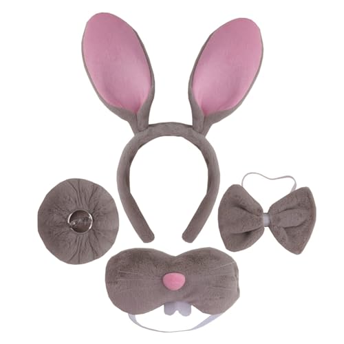 Kelisdi Hasen-Kostüm-Set, Ohren, Schwanz, Fliege, Handschuh, Tutus, Tier-Kostüm, Zubehör für Kinder, Halloween, Cosplays, Requisiten Kelisdi Hasen-Kostüm-Set, Ohren, Schwanz, Fliege, Handschuh, Tutus, Tier-Kostüm, Zubehör für Kinder, Halloween, Cosplays, Requisiten von Kelisdi