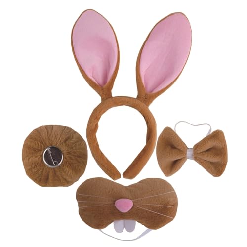 Kelisdi Hasen-Kostüm-Set, Ohren, Schwanz, Fliege, Handschuh, Tutus, Tier-Kostüm, Zubehör für Kinder, Halloween, Cosplays, Requisiten Kelisdi Hasen-Kostüm-Set, Ohren, Schwanz, Fliege, Handschuh, Tutus, Tier-Kostüm, Zubehör für Kinder, Halloween, Cosplays, Requisiten von Kelisdi