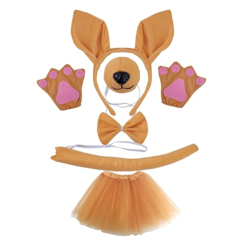 Kelisdi Kängurus Kostüm Zubehör Set Kängurus Ohren Stirnbänder Schleifen Nase Handschuh Schwanz Zubehör Kängurus Kostüm Kelisdi Kängurus Kostüm Zubehör Set Kängurus Ohren Stirnbänder Schleifen Nase Handschuh Schwanz Zubehör Kängurus Kostüm von Kelisdi