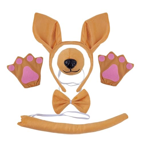 Kelisdi Kängurus Kostüm Zubehör Set Kängurus Ohren Stirnbänder Schleifen Nase Handschuh Schwanz Zubehör Kängurus Kostüm Kelisdi Kängurus Kostüm Zubehör Set Kängurus Ohren Stirnbänder Schleifen Nase Handschuh Schwanz Zubehör Kängurus Kostüm von Kelisdi