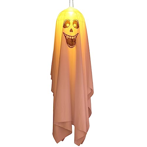 Kelisdi Leuchtende Halloween-Dekorationen, schreckliche Hänge, Dekorationen, Halloween-Hexenhut, gesichtslose Puppe, geisterhafte Dekoration von Kelisdi