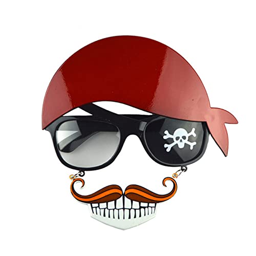 Kelisdi Lustige Brille Totenkopf Pirat Bart Sonnenbrille Halloween Cosplay Kostüm Zubehör Foto Party Requisiten für Kinder Erwachsene Halloween Cosplay Kostüm Zubehör von Kelisdi