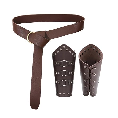 Kelisdi Mittelalterliches Ritter-Rollenspiel-Kostüm, Ledergürtel, Armschienen, Frosch-Set für Halloween, Cosplay, Party, Zubehör, Halloween, Cosplay-Kostüm von Kelisdi