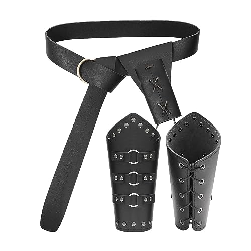 Kelisdi Mittelalterliches Ritter-Rollenspiel-Kostüm, Ledergürtel, Armschienen, Frosch-Set für Halloween, Cosplay, Party, Zubehör, Halloween, Cosplay-Kostüm von Kelisdi
