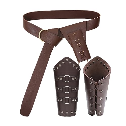 Kelisdi Mittelalterliches Ritter-Rollenspiel-Kostüm, Ledergürtel, Armschienen, Frosch-Set für Halloween, Cosplay, Party, Zubehör, Halloween, Cosplay-Kostüm von Kelisdi