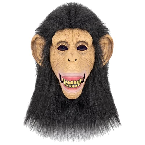 Kelisdi Orang-Utan Ganzkopf für Erwachsene, Halloween-Tierkostüm, Kopfbedeckung, atmungsaktiv von Kelisdi