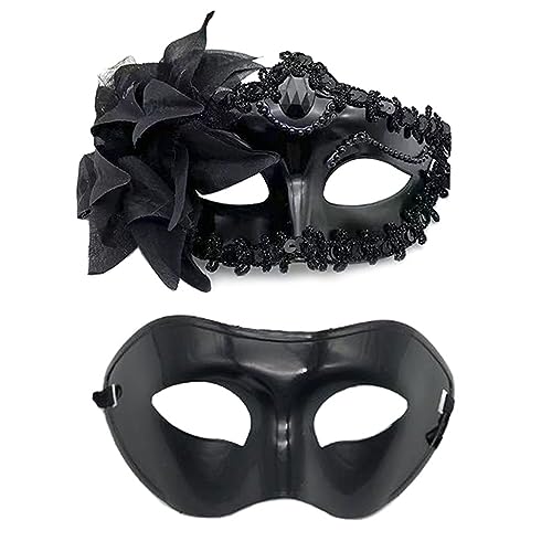 Kelisdi Paar Maskerade Set Party Halloween Kostüm Karneval für Paare Damen Herren Spitze Karneval von Kelisdi