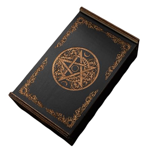 Kelisdi Rechteckige Holzkarten-Box für Spiele, Tarots, Karten, Behälter, Schmuck, Aufbewahrungsbox, Packkarten, Spiele, leere Karten-Aufbewahrungsbox von Kelisdi