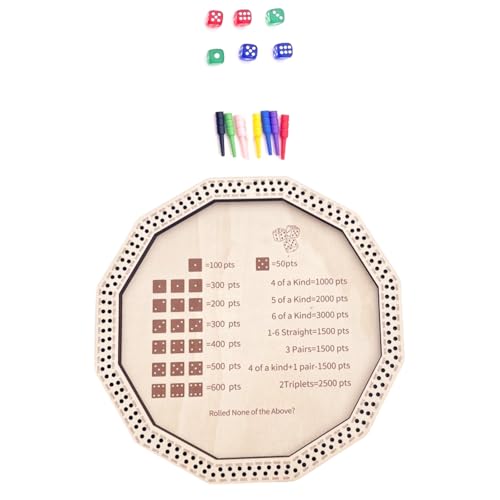 Kelisdi Tragbares Holz-Spieltablett, Übung, Geduld, Crap Out, Würfel, Punktebrett für Board-Aktivitäten-Enthusiasten, platzsparende Würfel, Rollplattform von Kelisdi