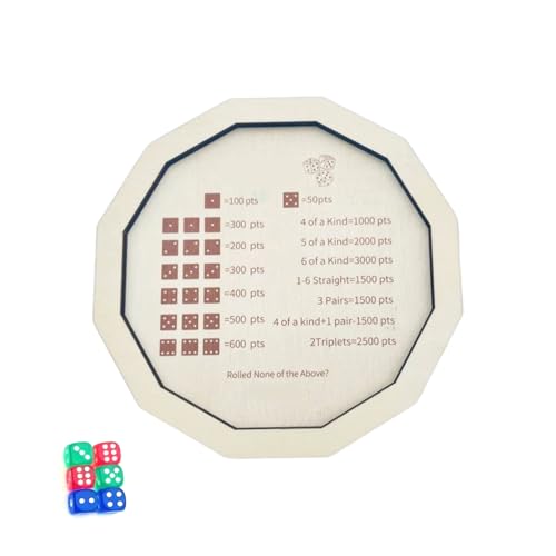 Kelisdi Tragbares Holz-Spieltablett, Übung, Geduld, Crap Out, Würfel, Punktebrett für Board-Aktivitäten-Enthusiasten, platzsparende Würfel, Rollplattform von Kelisdi