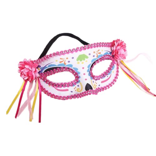 Kelisdi Verstellbare, leichte Augenmasken-Dekoration, bequemes Halloween-Kostüm, Partys, Maskeraden, floraler Totenkopf-Requisiten, Halloween, Zuckerschädel von Kelisdi